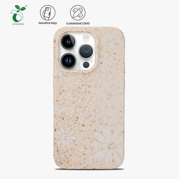 Eco Friendly Wheat Straw Sustainable Biodegradable Phone Case For iPhone 14 - Image 2