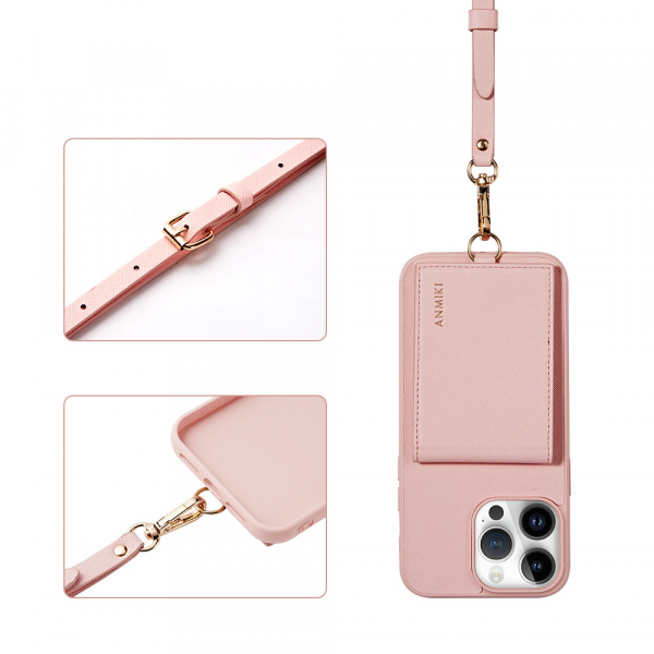 Adjustable Lanyard Shoulder Crossbody Wallet PU Leather Phone Case For iPhone 14 Pro Max - Image 3
