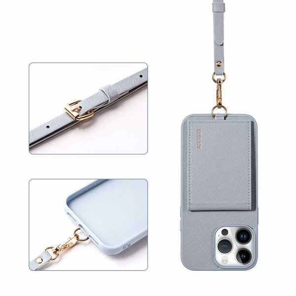 Adjustable Lanyard Shoulder Crossbody Wallet PU Leather Phone Case For iPhone 14 Pro Max - Image 4
