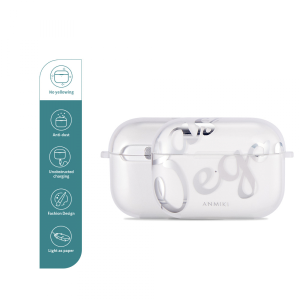 Electroplated Personalized Text Clear Transparent TPU Earphone Case For Apple Airpods Pro