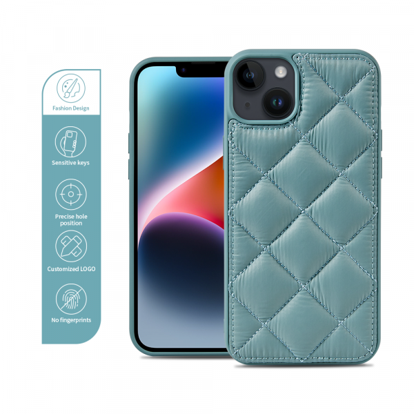 Embroidery Thread Luxury Down Soft Jacket Puffer Phone Case For iPhone 14 Pro Max