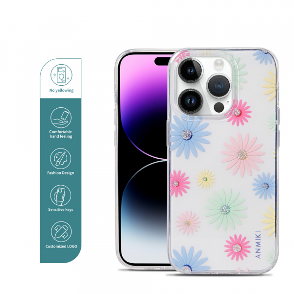 Custom Design Transparent Flower IMD Mobile Phone Case For iPhone 14 Pro Max