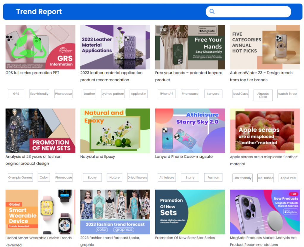  industry trends, fashion styles, consumer reports and other dimensions