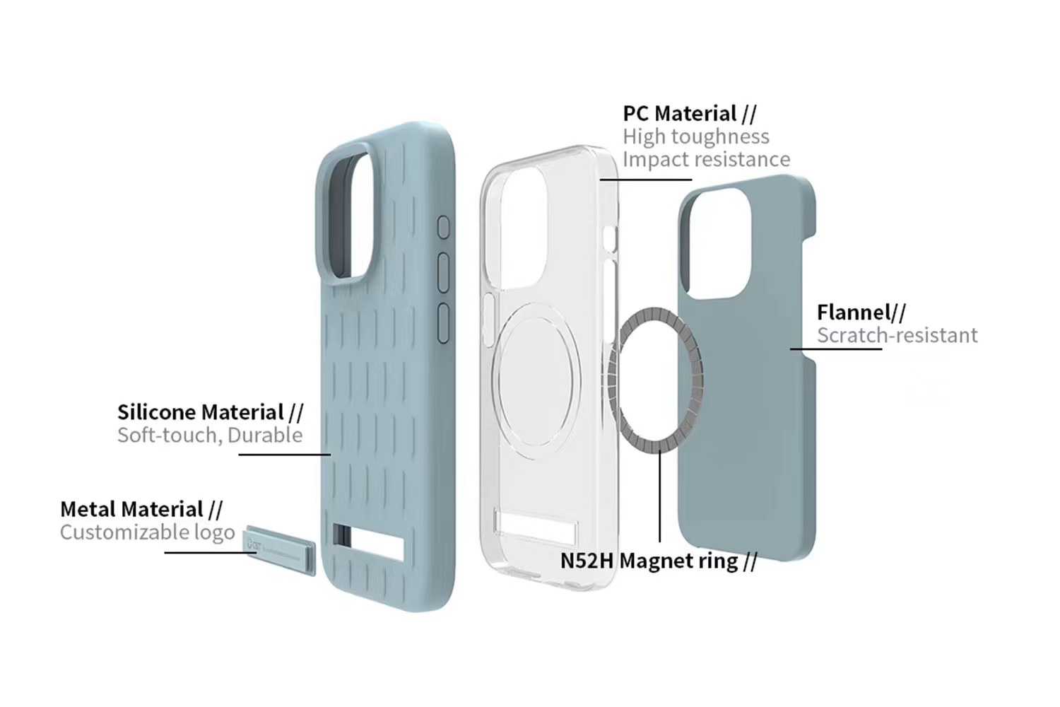 Silicone MagSafe phone cases are easy to install and remove, offering a smooth touch and a comfortable feel.