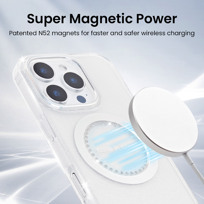 Equipped with advanced patented N52 magnets, this diamond case ensures faster and more stable wireless charging. The powerful magnetic field guarantees a secure and efficient charging experience, while minimizing any interference for optimal performance.
