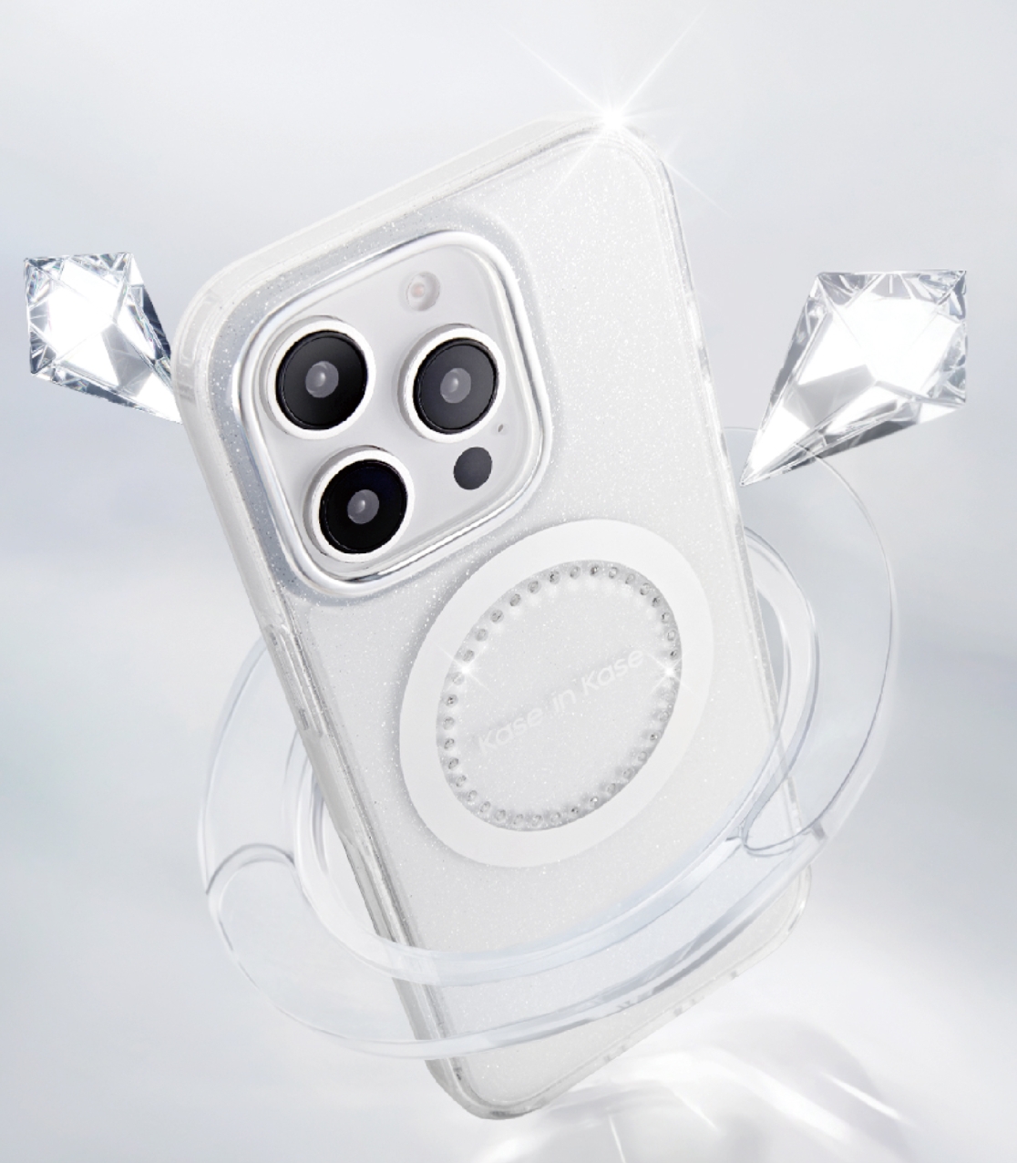 C&T Diamond IMD Phone case: Silver glitter and rhinestone accents feature sophistication and uniqueness