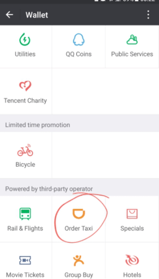 WeChat didi taxi