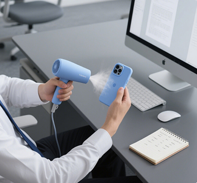use a blow dryer to soften the material