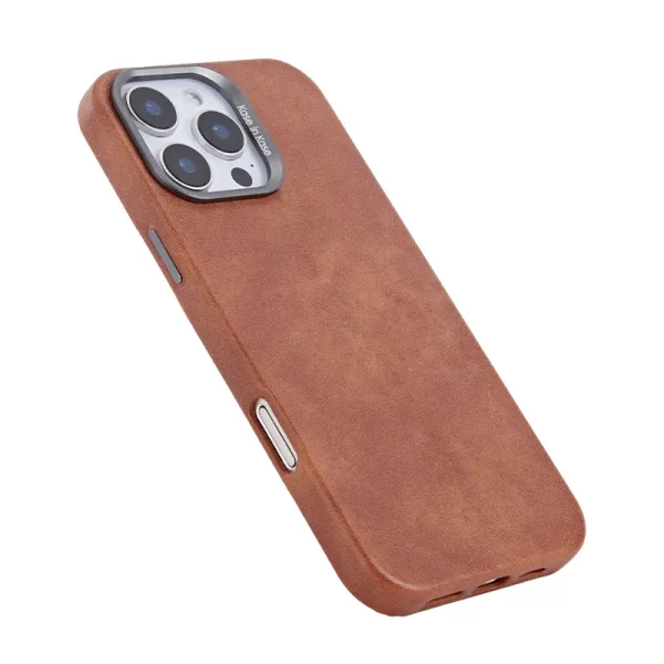 Full-Wrapped Leather Phone Case with Metal Frame - Image 2