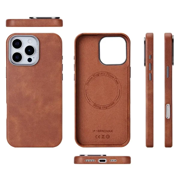 Full-Wrapped Leather Phone Case with Metal Frame - Image 3