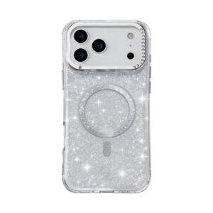 Glitter Phone Case for iPhone 17 Pro Max Silver Design