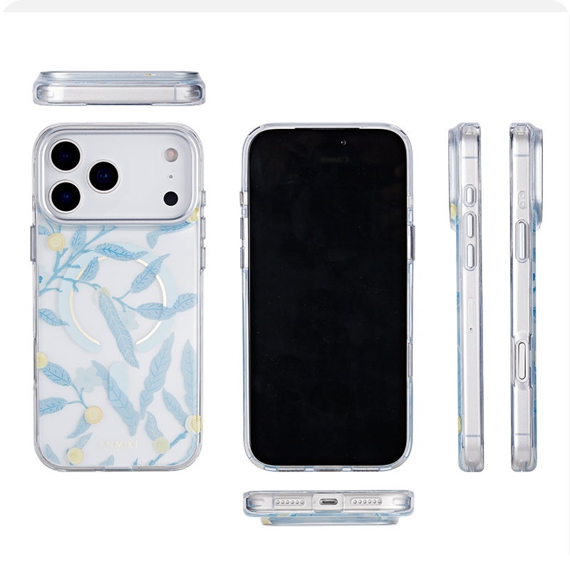 Full view of transparent floral phone cover