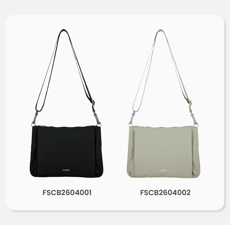 Black and beige nylon crossbody bag color options