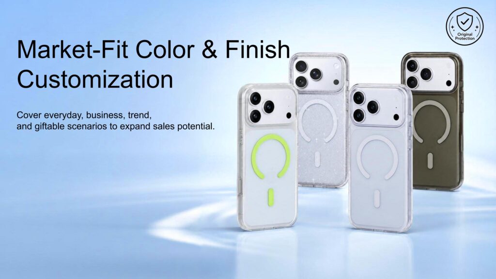 Clear phone case color and finish customization options