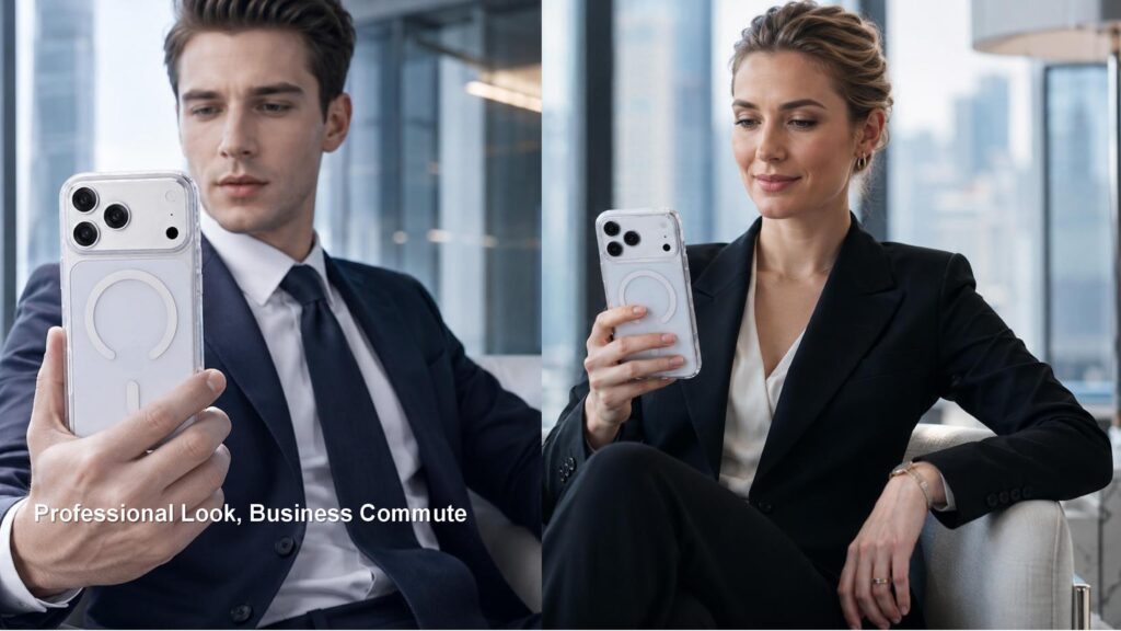 Clear phone case for professional business commute