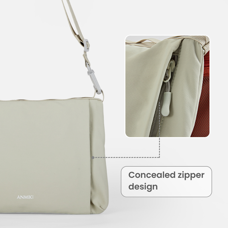 Concealed zipper design crossbody bag