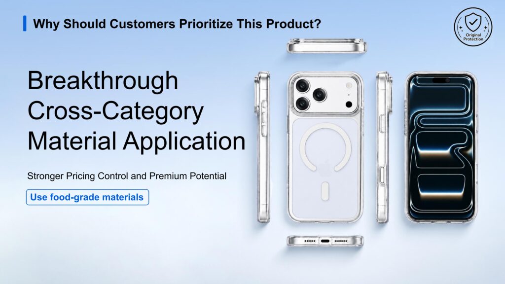 Cross-category material application for premium clear phone case
