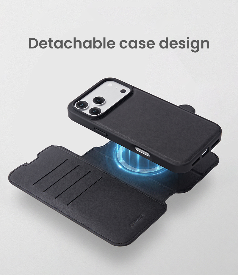 Detachable case design with wallet cover