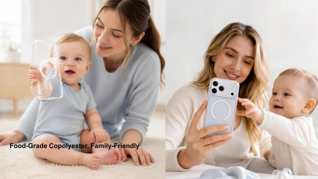 Food-grade copolyester clear phone case for family-friendly use