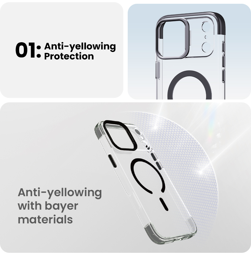Anti-yellowing clear phone cover material detail