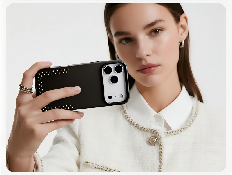 PU leather phone case with fashion stud design