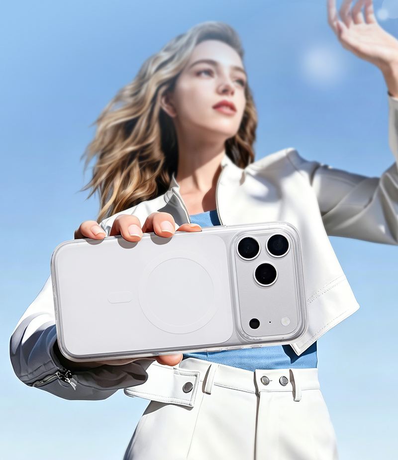 Lifestyle image of clear magnetic phone case