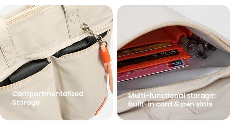 Compartmentalized storage with card and pen slots