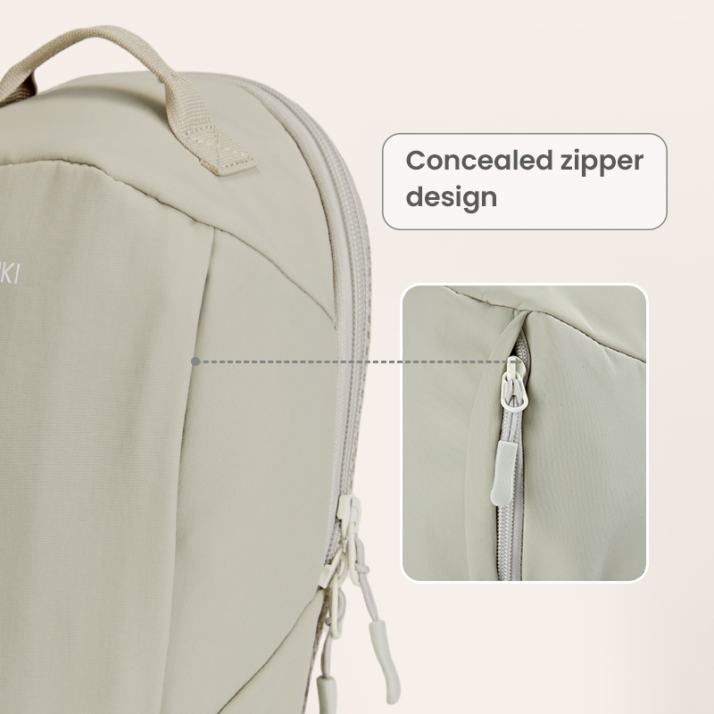 Close-up of concealed zipper design