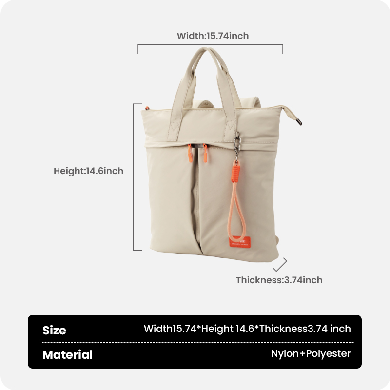 Convertible backpack tote bag size details