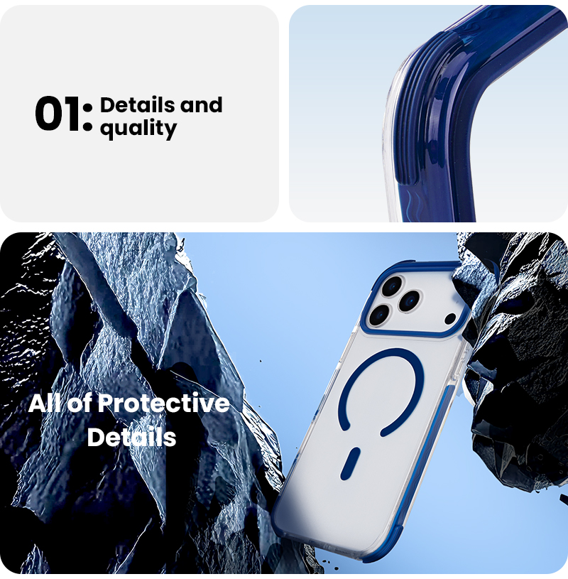 Blue bumper case with rugged details