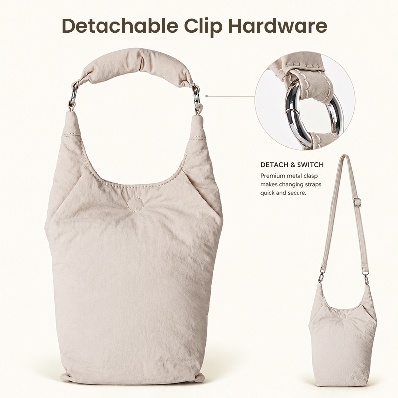 Detachable clip hardware and strap detail