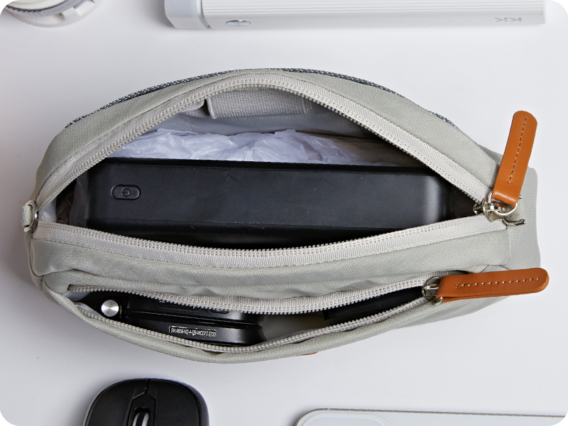 Interior view with layered storage compartments