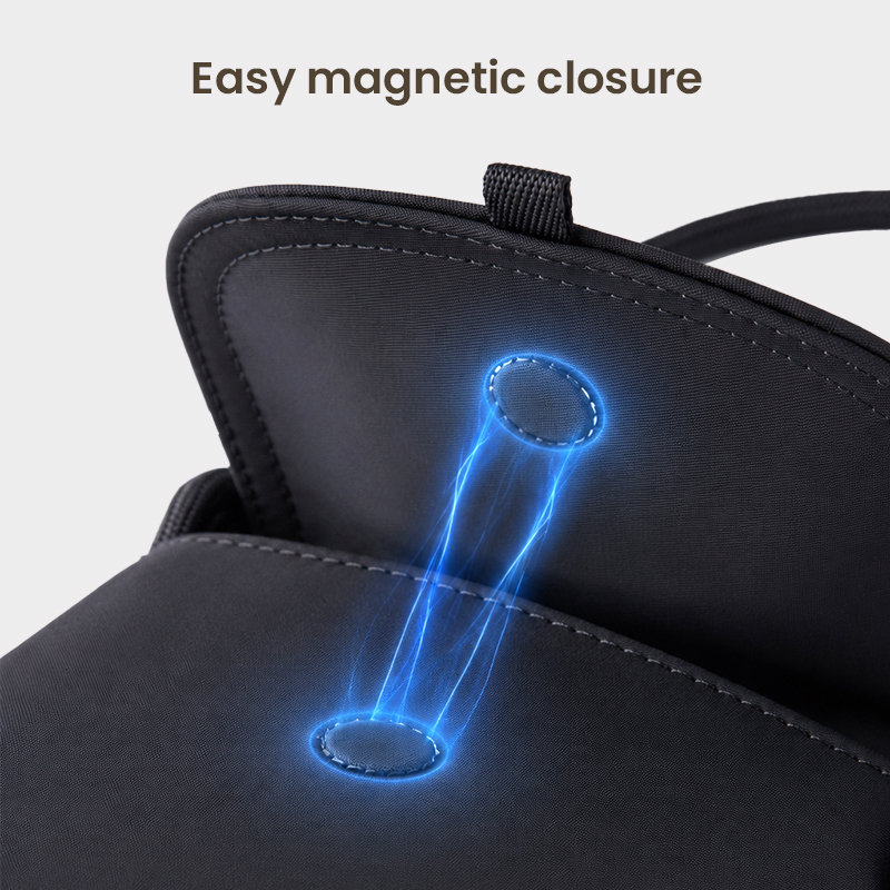 Easy magnetic closure on nylon pouch