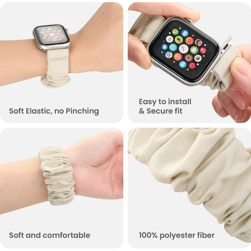 Comfort details of soft stretch watch band
