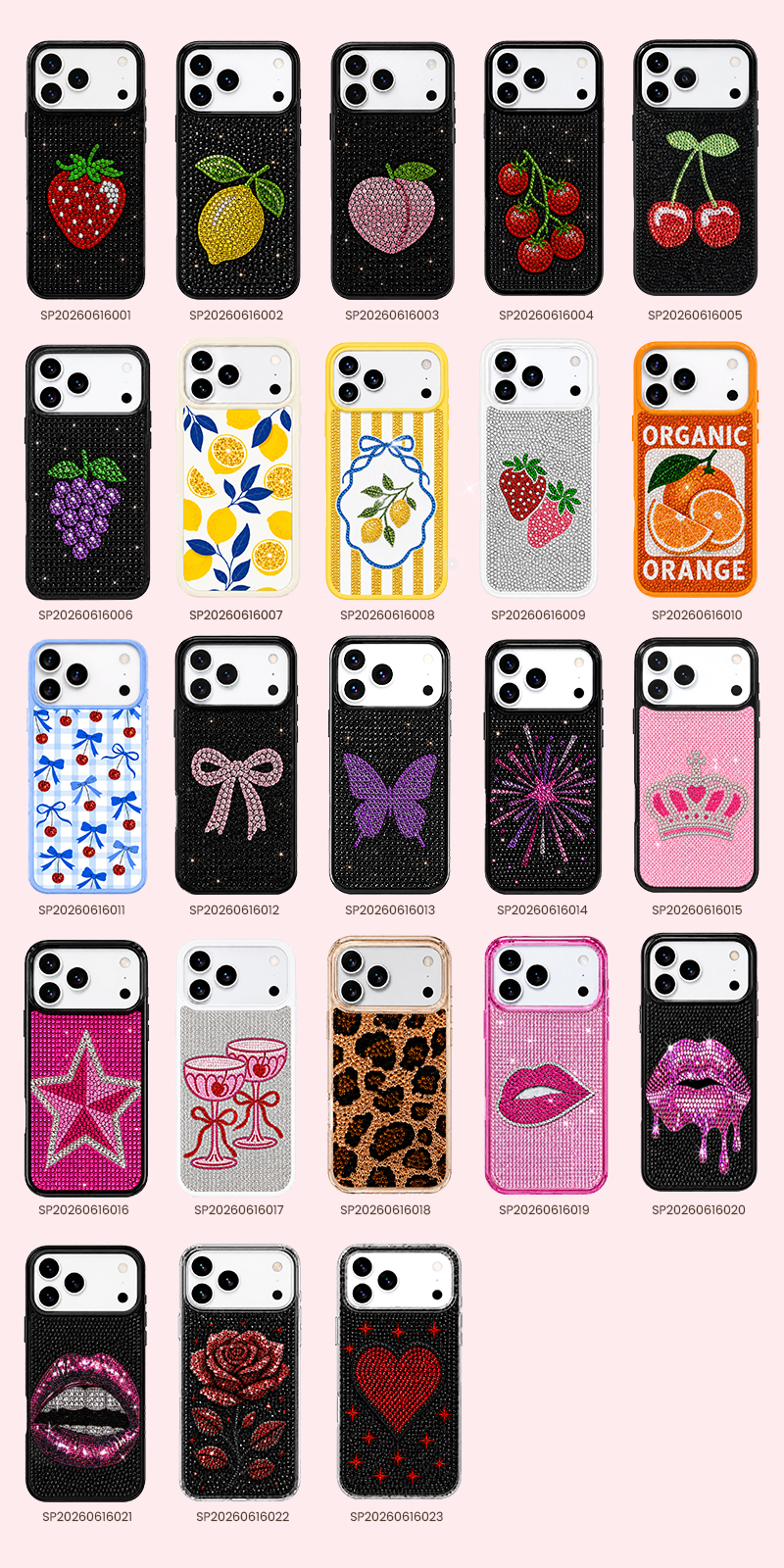 Multiple rhinestone pattern options