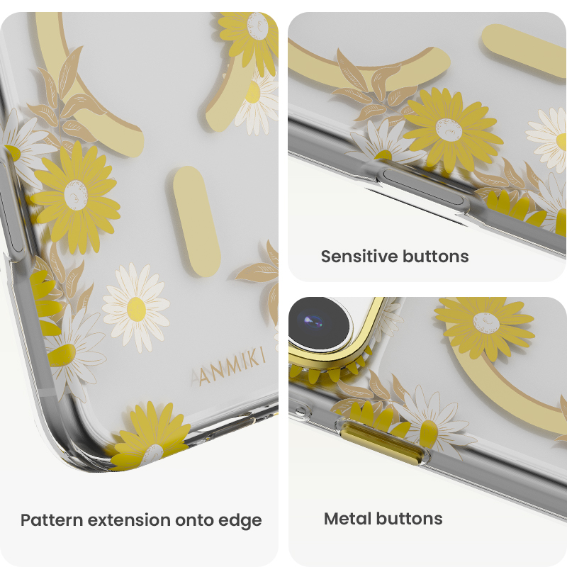 Gold floral pattern extension and button details