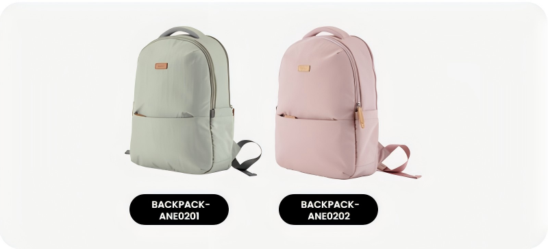 Gray green and pink laptop backpack color options