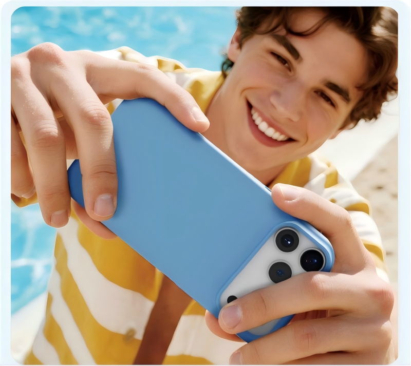 Blue recycled TPU case used near pool