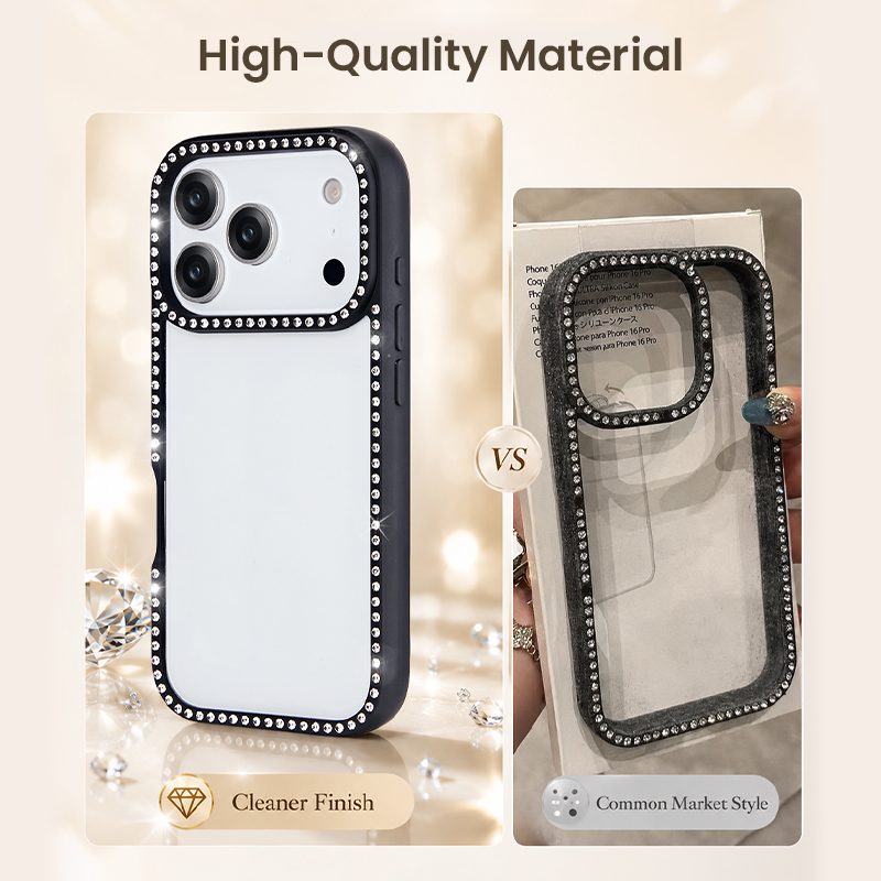 High-quality material comparison for rhinestone case