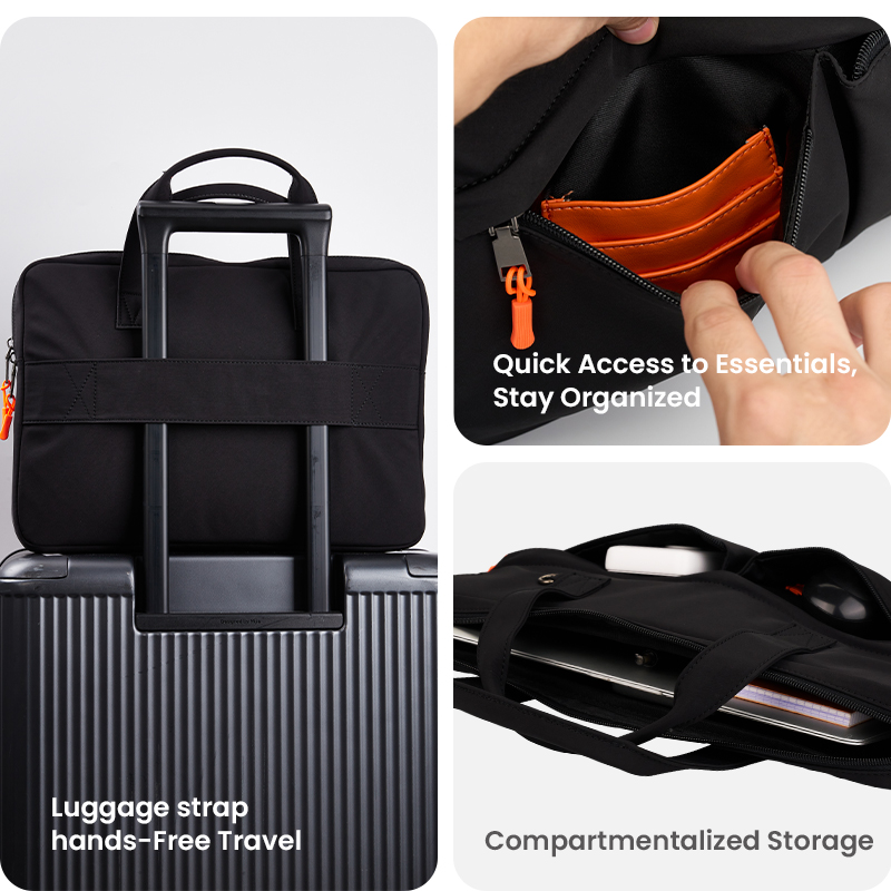 Laptop bag with luggage strap and organized storage