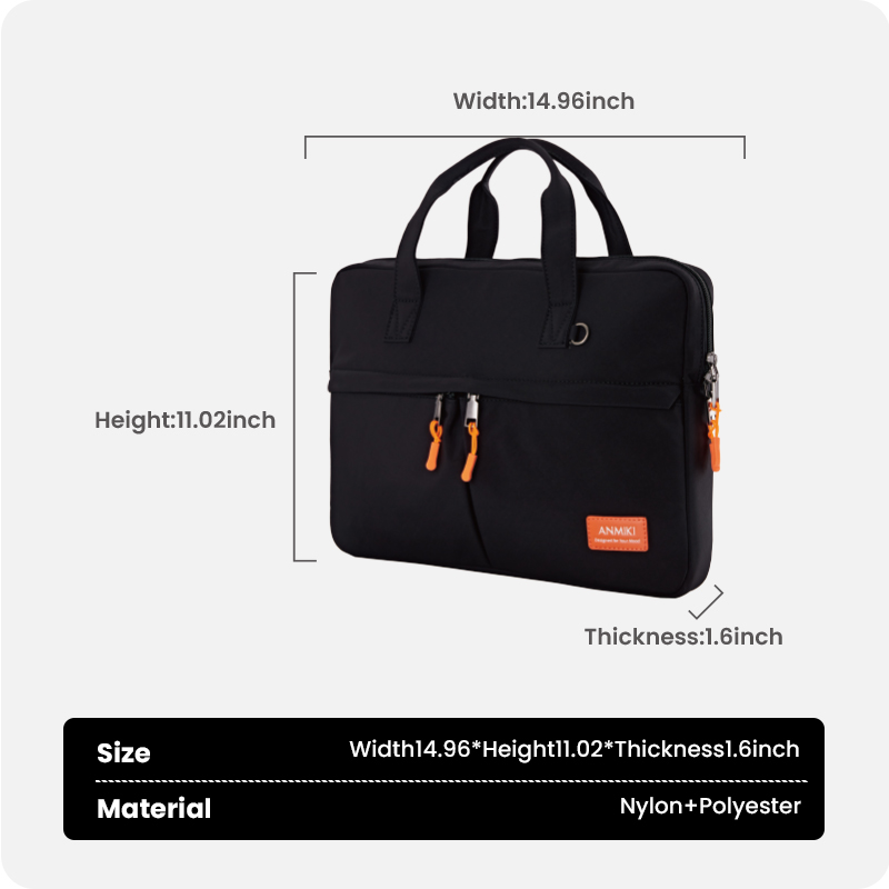 Laptop bag size and material details