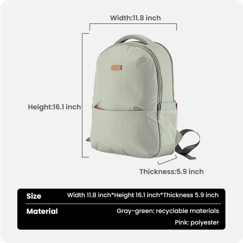 Lightweight backpack size and material details