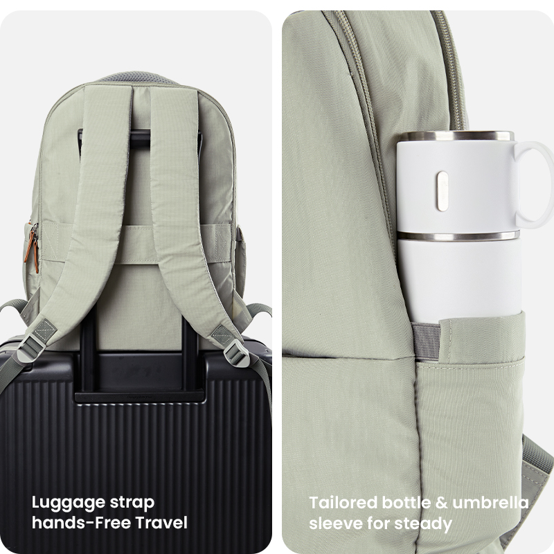 Luggage strap and bottle sleeve backpack