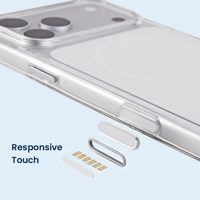 Responsive button structure on clear case