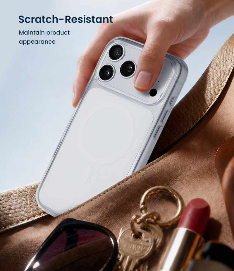 Scratch-resistant transparent phone cover detail