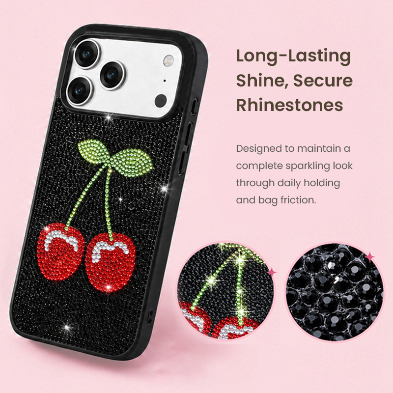 Secure cherry rhinestone detail