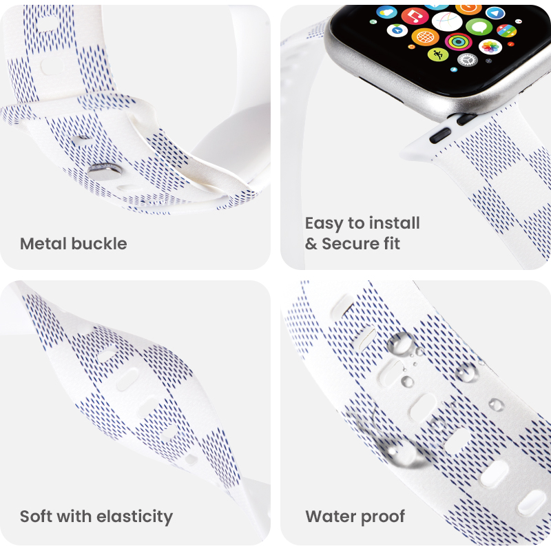 Metal buckle and waterproof checker strap details
