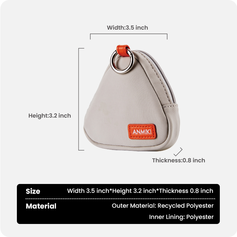Triangle earphone bag size and material details