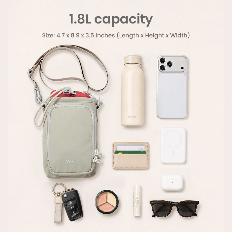 Capacity layout with bottle and daily essentials