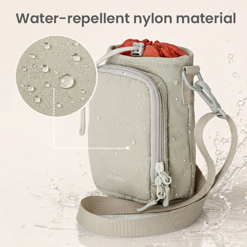 Water-repellent nylon surface on bottle pouch